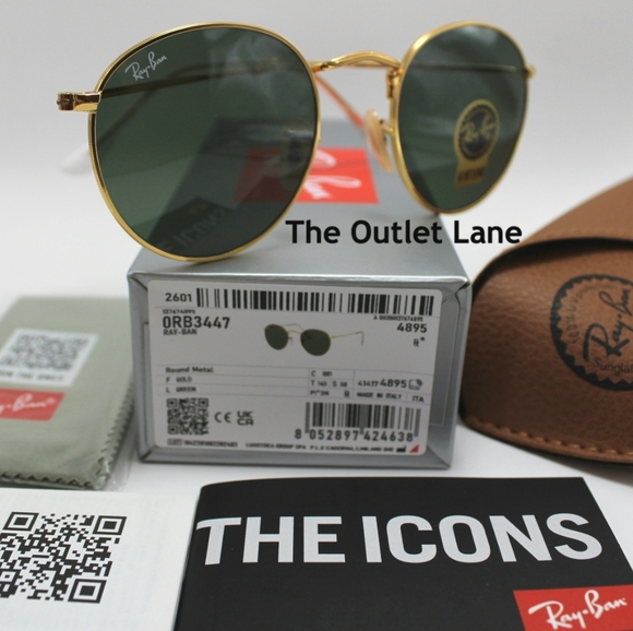 Model Display Ray-Ban Round Metal Green G15 RB3447 - Picture 3 of 16